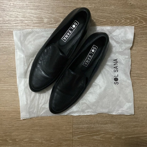 Sol Sana black genuine leather loafers. Size EU41/ US size 10 gently used - Picture 1 of 5